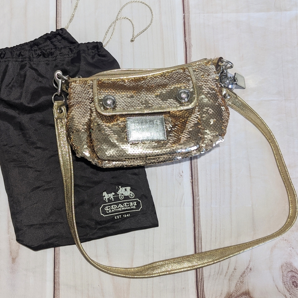 Coach Limited Edition Gold Sequin Poppy Bag